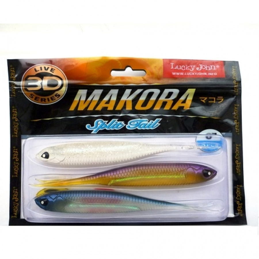 Виброхвосты Lucky John LJ 3D Series MAKORA SPLIT TAIL