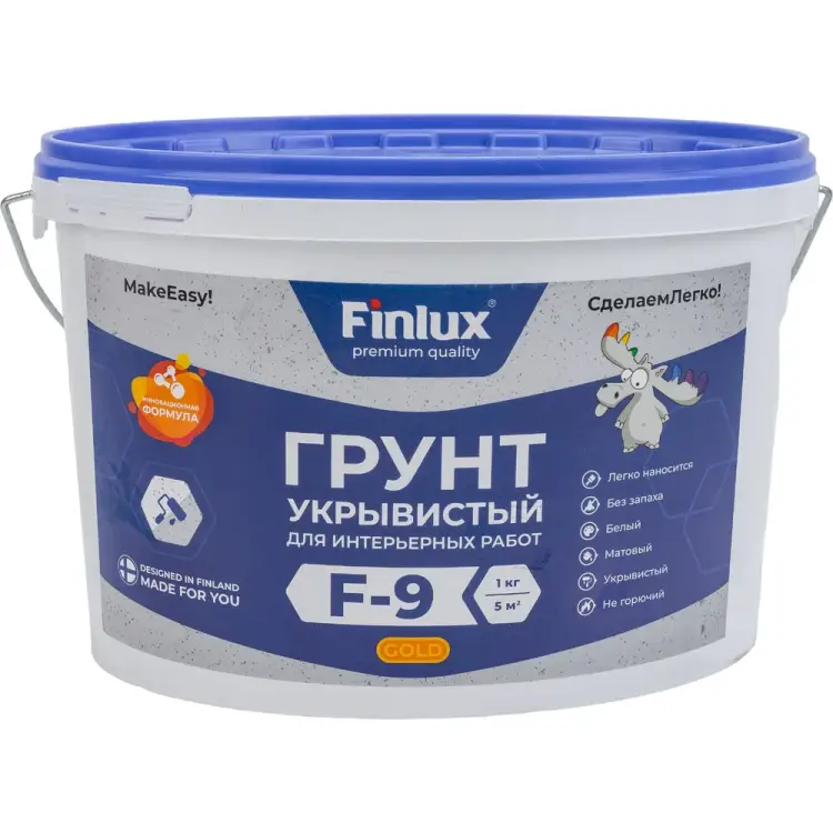 Укрывистый латексный акриловый грунт Finlux Святозар-9 4603783200559