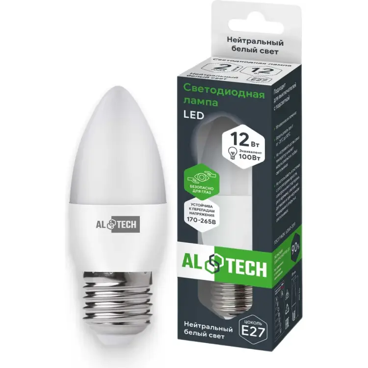 Лампочка светодиодная ALTECH LED С35-12W-840-E27 4673758070135 Лампочка светодиодная ALTECH LED С35-12W-840-E27 4673758070135