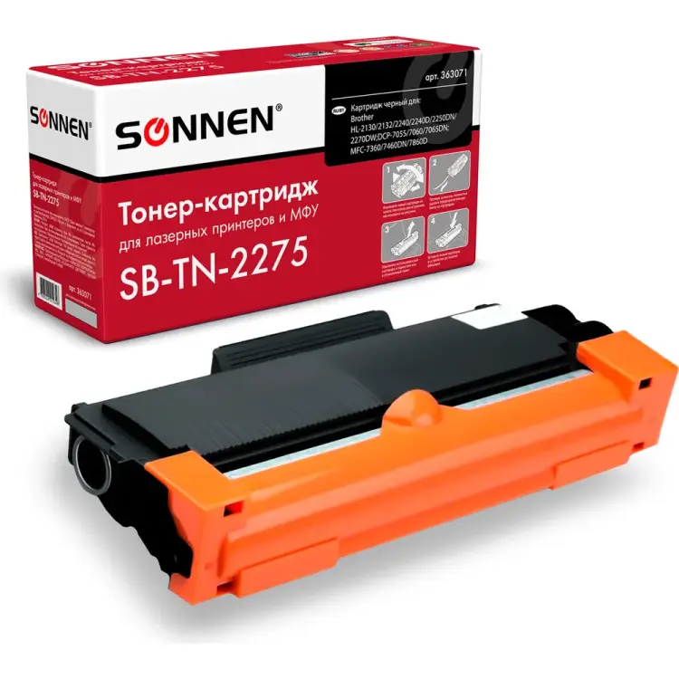 Лазерный картридж для BROTHER HL-2240R/2240DR/2250DNR SONNEN SB-TN2275 363071 Лазерный картридж для BROTHER HL-2240R/2240DR/2250DNR SONNEN SB-TN2275 363071