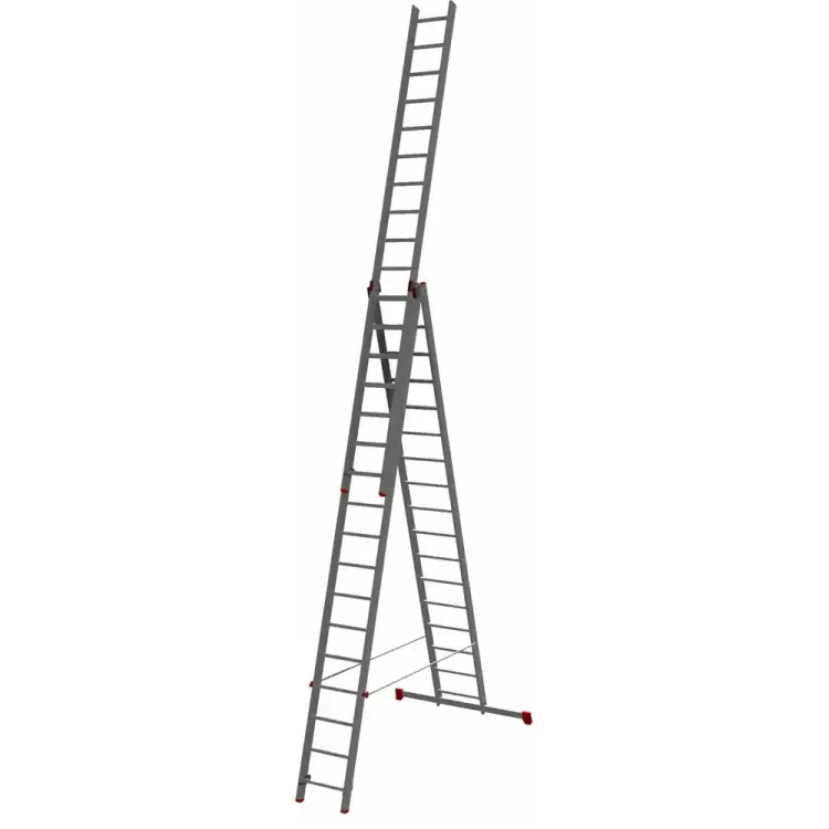 Алюминиевая трехсекционная профессиональная лестница Новая Высота 604317