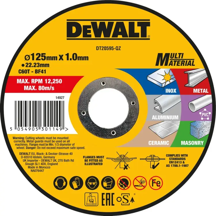 Отрезной диск по мультиматериалу Dewalt DT20595-QZ Отрезной диск по мультиматериалу Dewalt DT20595-QZ