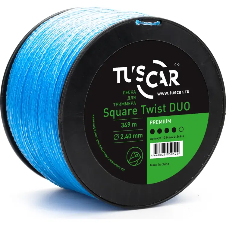 Леска для триммера TUSCAR Square Twist DUO Premium 10142424-349-4