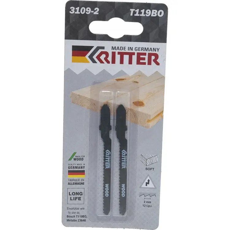 Пилки для лобзиков по дереву RITTER Т119BO 3109-2