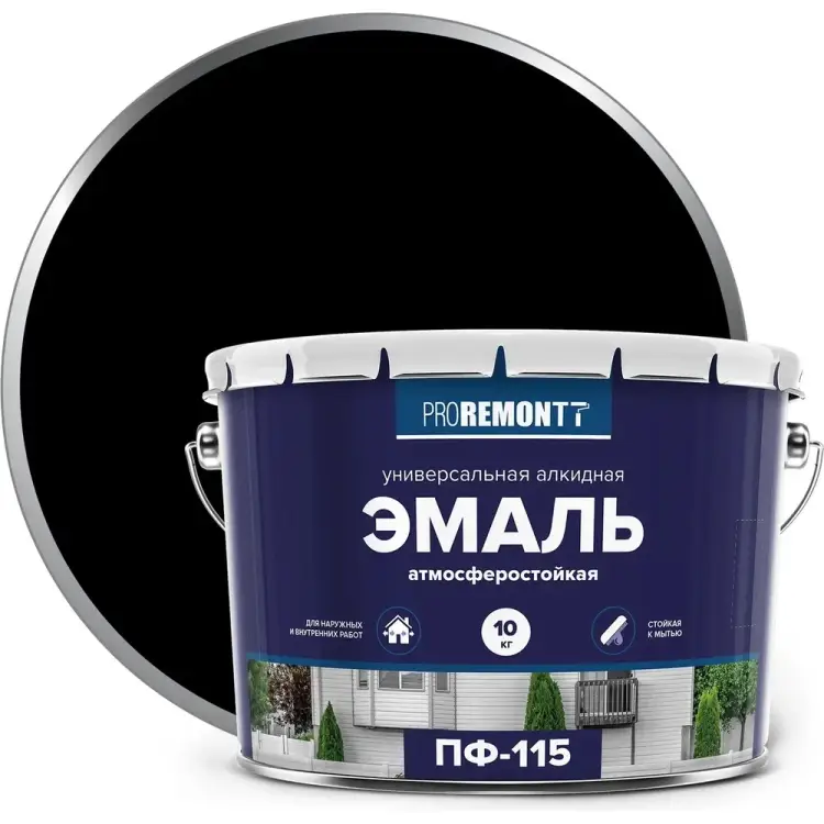 Эмаль Proremontt ПФ-115 Черный 10 кг 9591486 ЛА-00003064 Эмаль Proremontt ПФ-115 Черный 10 кг 9591486 ЛА-00003064