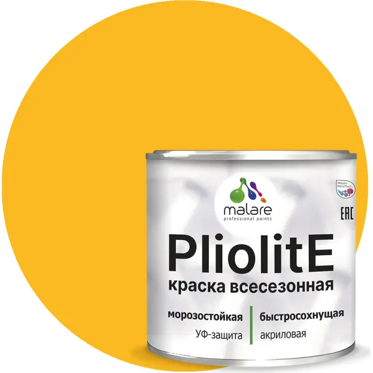 Всесезонная фасадная зимняя краска-эмаль для всех типов поверхностей MALARE Pliolite 2038119893006 Всесезонная фасадная зимняя краска-эмаль для всех типов поверхностей MALARE Pliolite 2038119893006