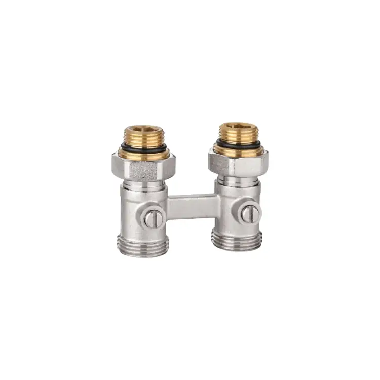 Запорно-присоединительный узел для нижнего подключения радиаторов прямой KROMWELL EU.ST6015045