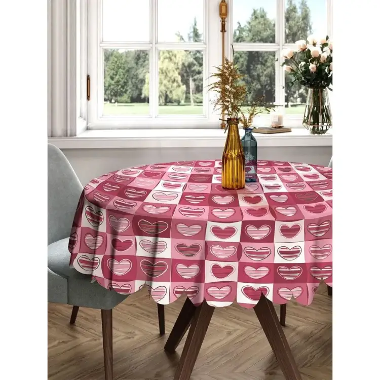 Круглая тканевая скатерть на стол JOYARTY Панно с сердцами rtcf01_422619_150x150