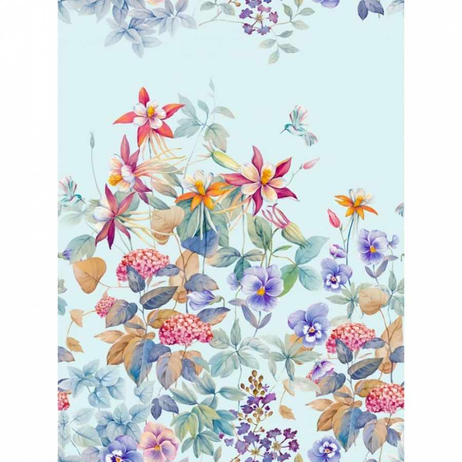 Фотообои Dekor Vinil Акварельные цветы на голубом фоне
