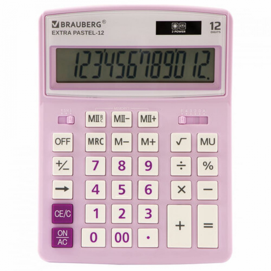 Настольный калькулятор BRAUBERG EXTRA PASTEL-12-PR