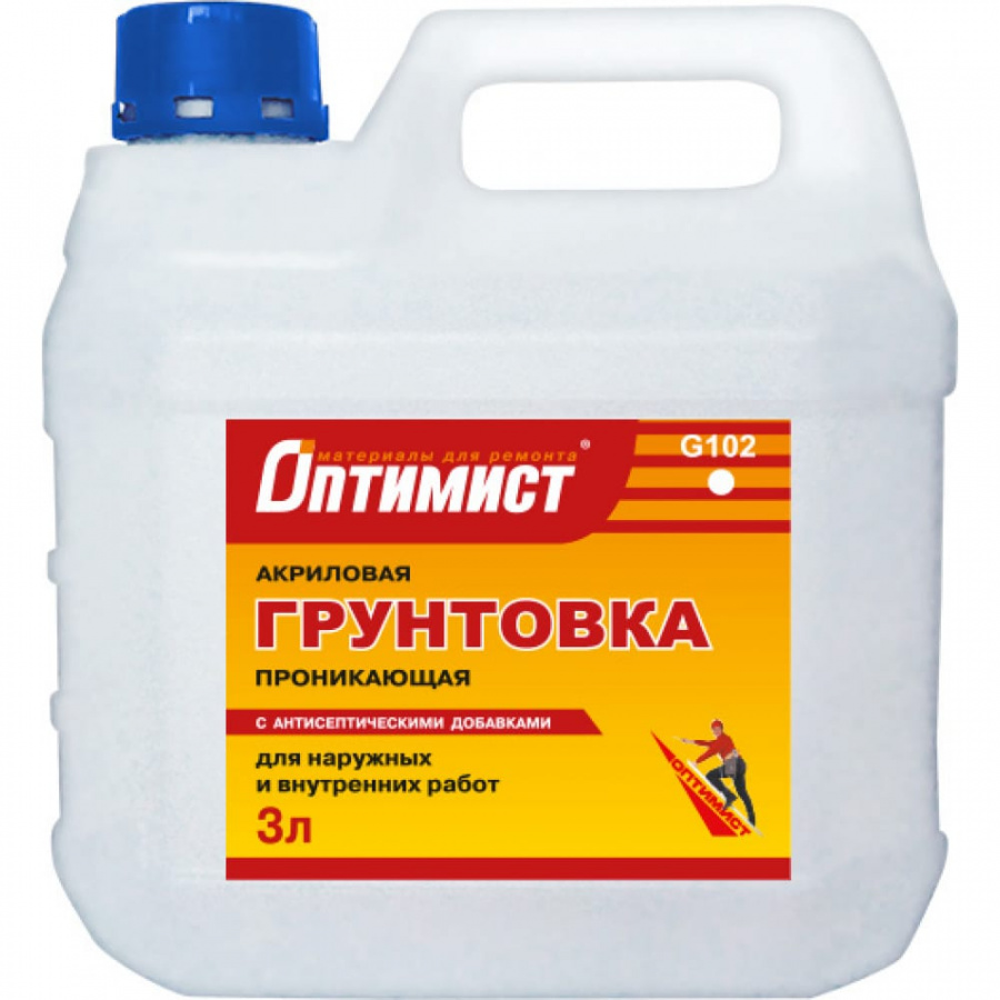 Проникающая акриловая грунтовка для наружных и внутренних работ ОПТИМИСТ G102
