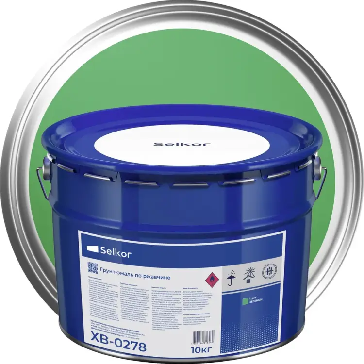 Грунт-эмаль Selkor ХВ-0278 зеленая 10 кг 91019 Грунт-эмаль Selkor ХВ-0278 зеленая 10 кг 91019