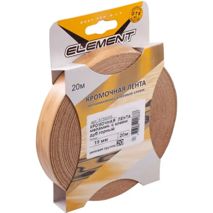 Меламиновая кромочная лента ELEMENT с клеем 19мм дуб горный 20 м 097860