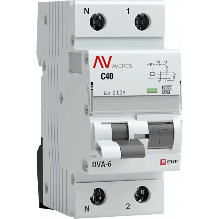 Дифференциальный автомат EKF DVA-6 AVERES rcbo6-1pn-40C-30-a-av