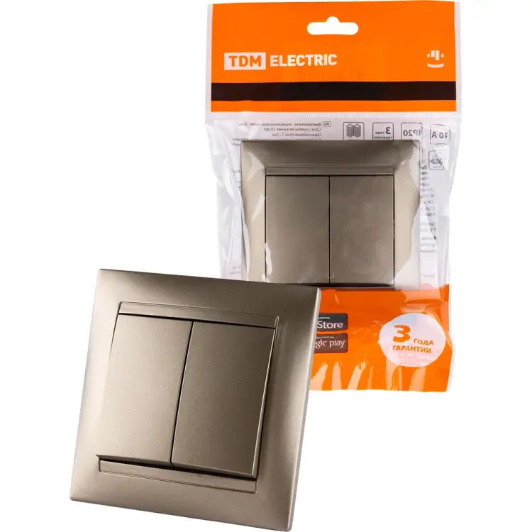 Двухклавишный выключатель TDM ELECTRIC Лама SQ1815-0702