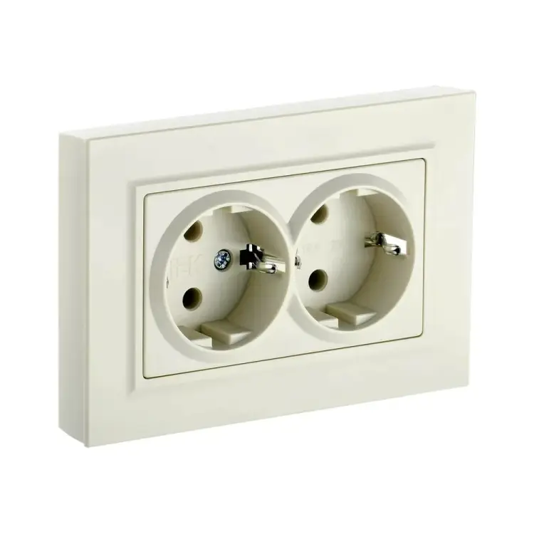 Двухместная розетка IEK Brite рс12-3-бркр BR-R21-16-K10-F