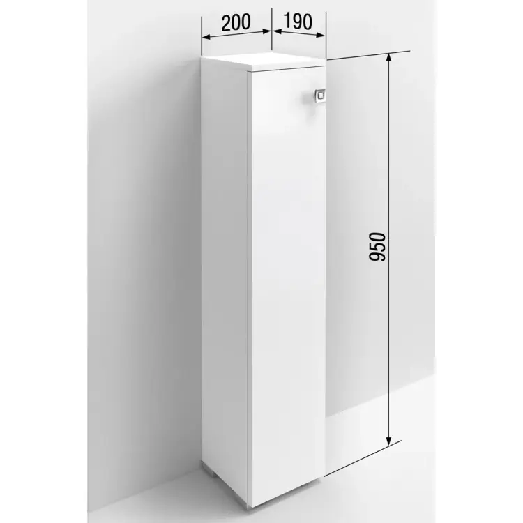 Туалетный шкаф SANTREK Виола белый правый 200x950x190 316064