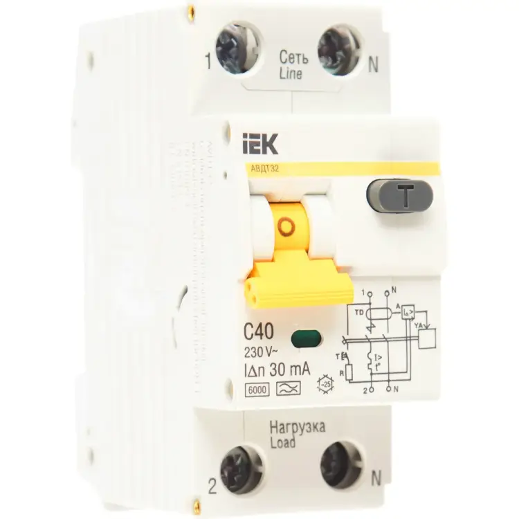 Дифференциальный автомат IEK АВДТ-32 1п+N, C, 40А, 30мА MAD22-5-040-C-30