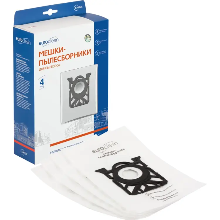 Многослойные синтетические мешки-пылесборники для пылесоса ELECTROLUX, AEG, ARNICA, BORK, HANSEATIC, OTTO, PHILIPS, PRIVILEG, QUELLE, SATRAP, TORN EURO Clean E-02/4