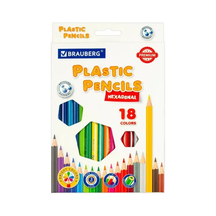 Шестигранные цветные карандаши BRAUBERG PREMIUM 181667