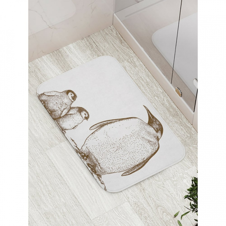 Противоскользящий коврик для ванной, сауны, бассейна JOYARTY Семейство пингвинов