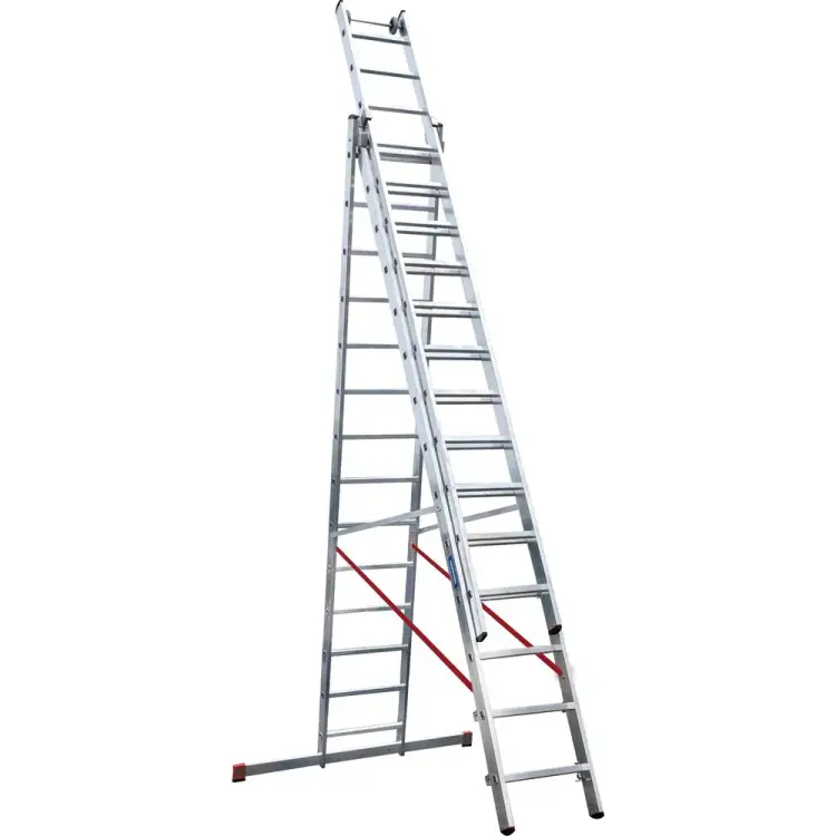 Индустриальная алюминиевая трехсекционная лестница Новая Высота 5230311