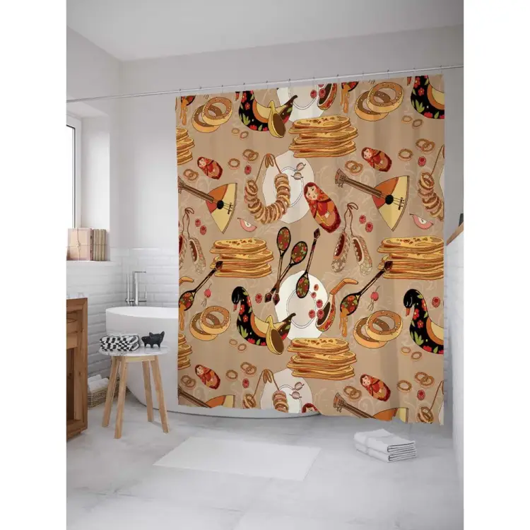 Шторка-занавеска для ванной JOYARTY Праздник масленицы sc_64899118