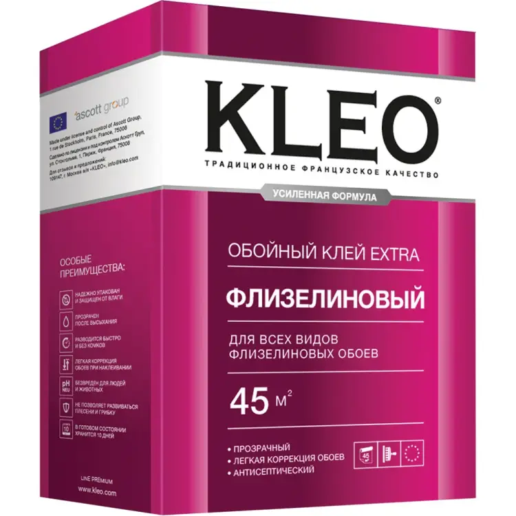 Сыпучий клей для флизелиновых обоев KLEO 030 EXTRA 45 Сыпучий клей для флизелиновых обоев KLEO 030 EXTRA 45