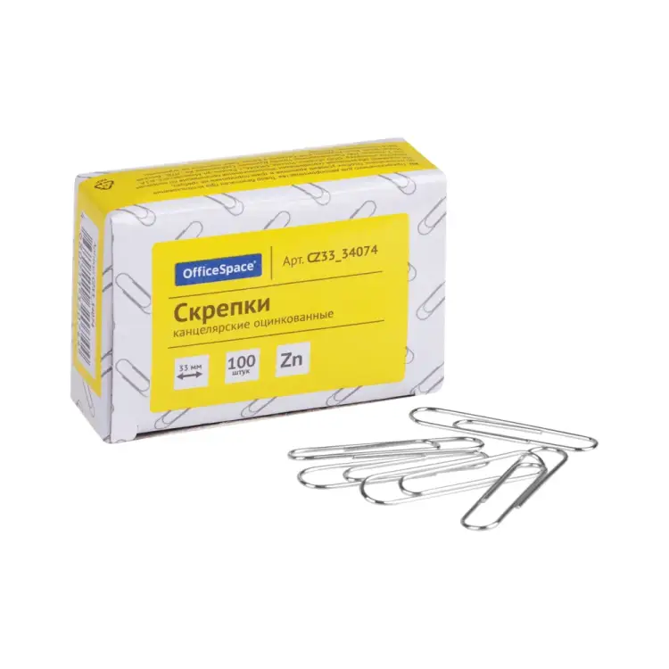 Оцинкованные скрепки OfficeSpace CZ33_34074