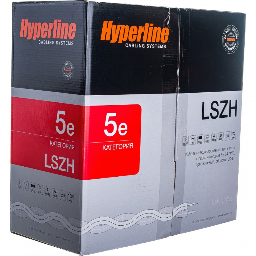 Кабель Hyperline UUTP4-C5E-S24-IN-LSZH-OR