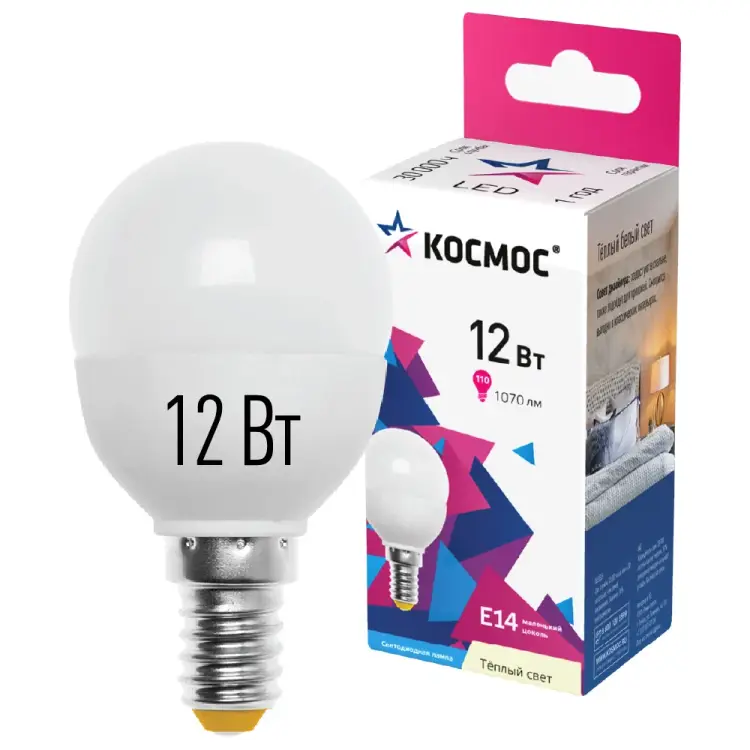 Светодиодная лампа КОСМОС LED GL LkeLED12wGL45E1430