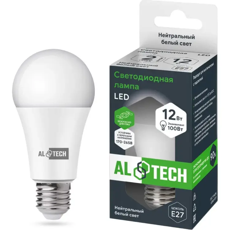 Лампочка светодиодная ALTECH LED Р60-12W-840-E27 4673758070241 Лампочка светодиодная ALTECH LED Р60-12W-840-E27 4673758070241