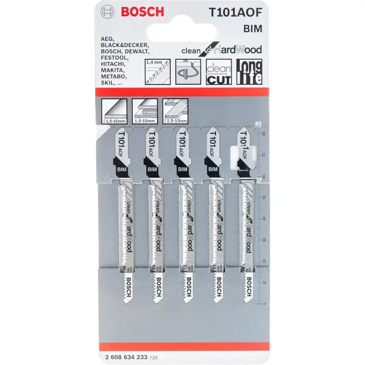 Пилки для лобзика по дереву Bosch T101AOF 2608634233 Пилки для лобзика по дереву Bosch T101AOF 2608634233