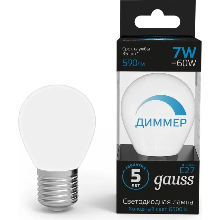 Диммируемая лампа Gauss LED 105102307-D