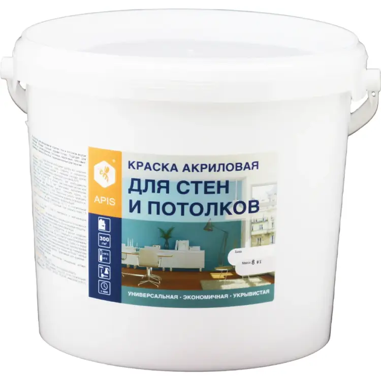 Акриловая краска для стен и потолков APIS 4665296515117 Акриловая краска для стен и потолков APIS 4665296515117