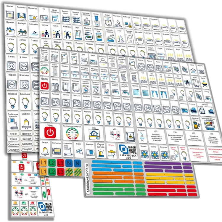 Наклейки для автоматов в электрощит для квартиры и дома Маркировка 220 EL-ProMaxDom