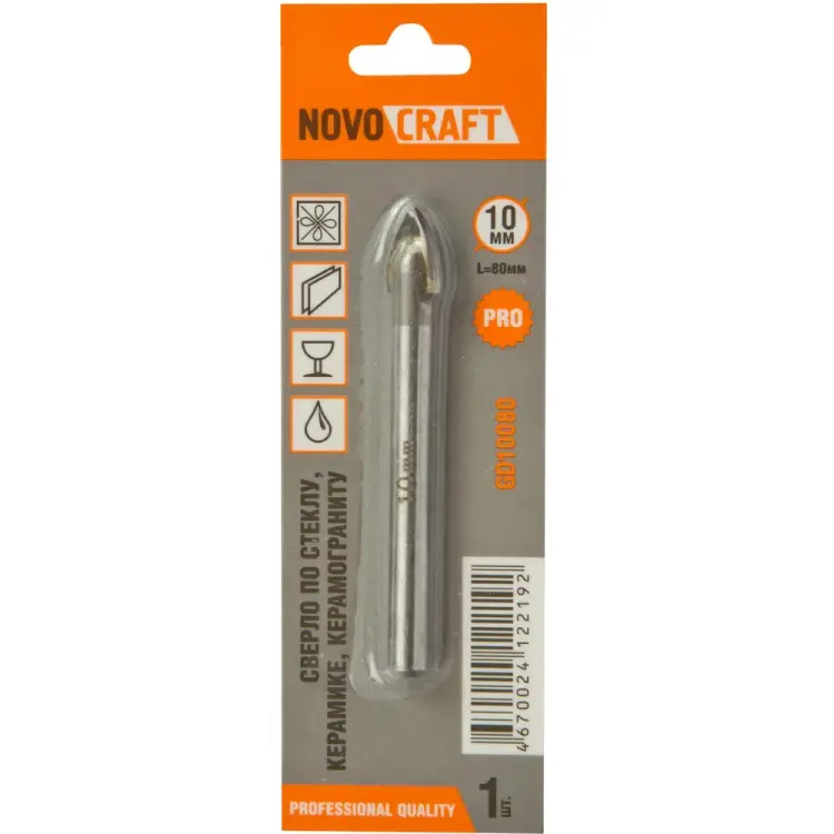 Сверло по стеклу и керамике NOVOCRAFT FLAT GD10080