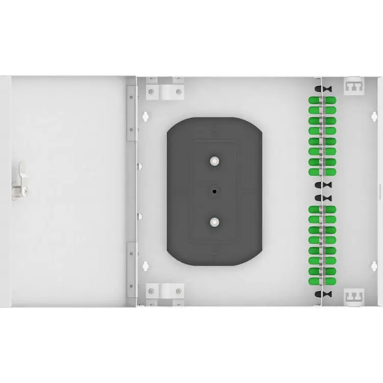 Одномодовый укомплектованный настенный оптический кросс TopLan КРН-Top-16ST/A-OS2-GY