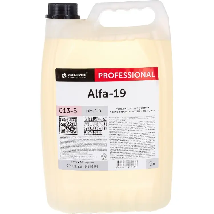 Чистящее средство для уборки после строительства PRO-BRITE ALFA-19 013-5 605263