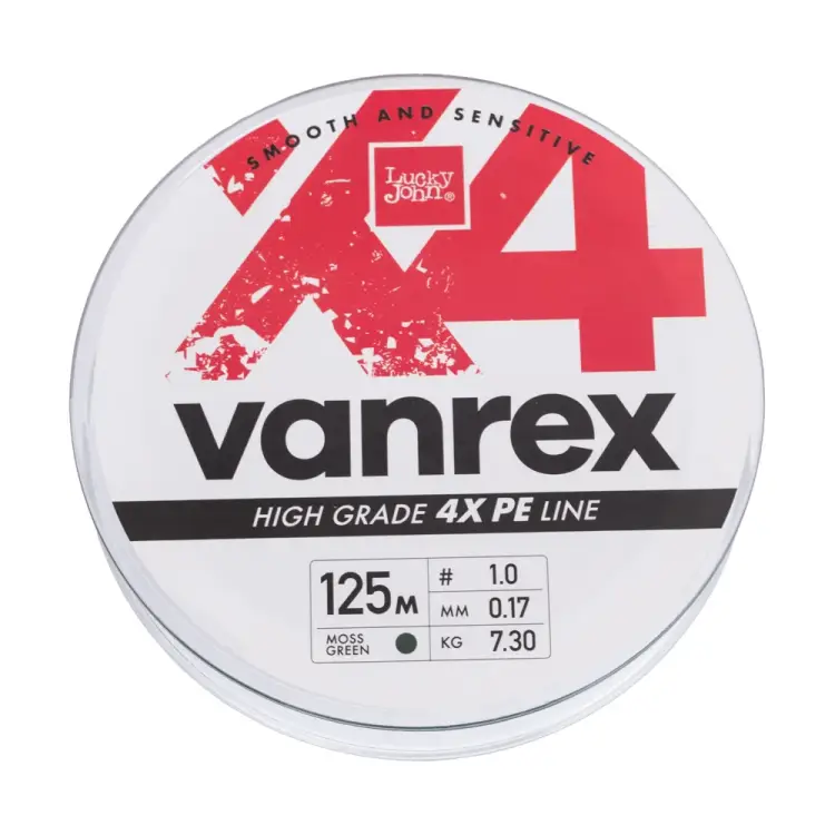 Плетеная леска Lucky John Vanrex х4 BRAID Moss Green 125/017 LJ4114-017
