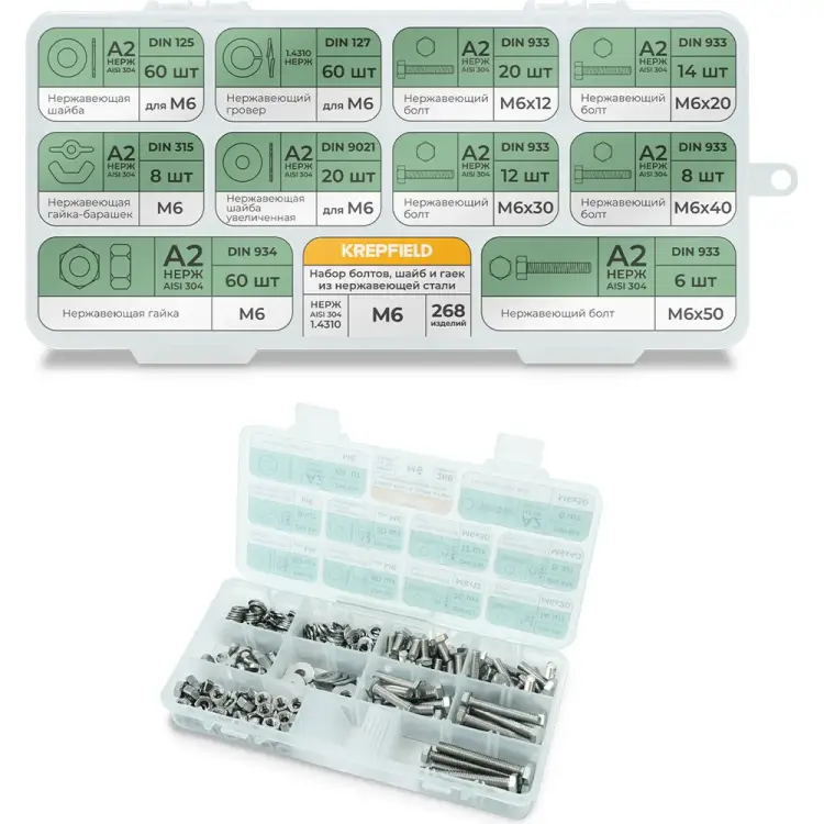 Набор болтов, шайб и гаек KREPFIELD Набор07метрика268