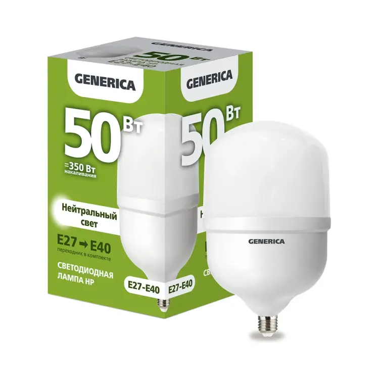 Светодиодная лампа GENERICA LL-HP-50-230-40-E27-E40-G Светодиодная лампа GENERICA LL-HP-50-230-40-E27-E40-G
