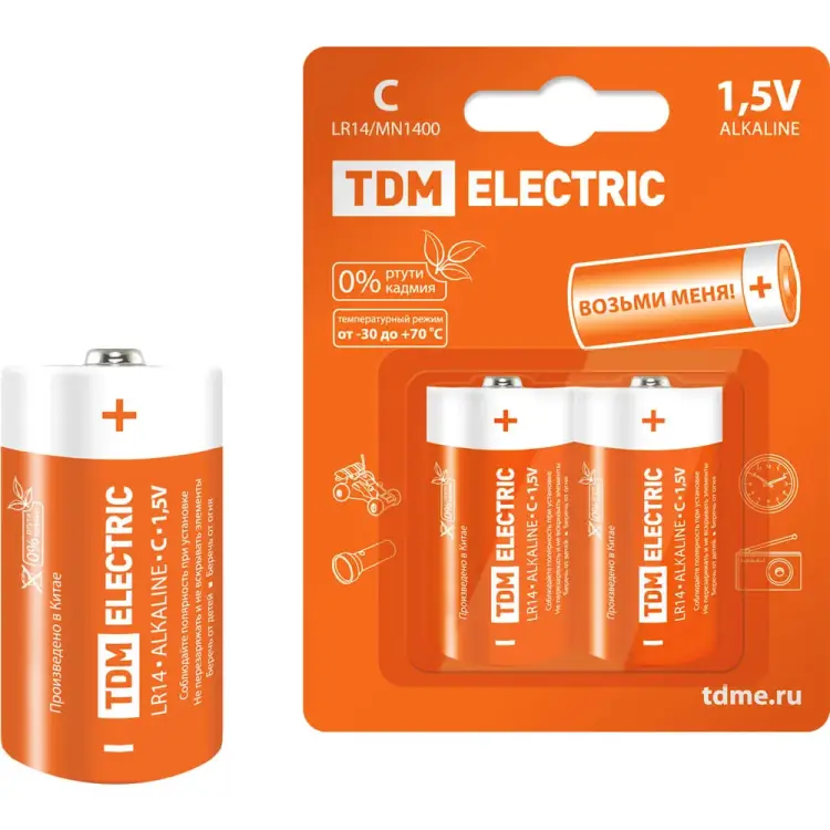 Элемент питания TDM ELECTRIC LR14 C Alkaline SQ1702-0011