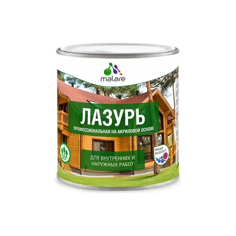 Лессирующая акриловая лазурь-антисептик для дерева MALARE 2036770723694 Лессирующая акриловая лазурь-антисептик для дерева MALARE 2036770723694
