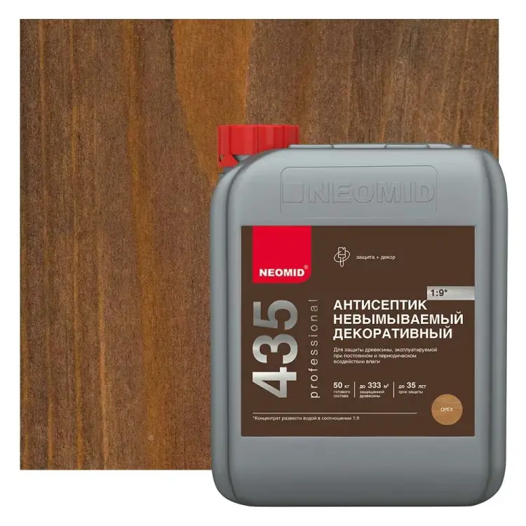 Финишный декоративный невымываемый антисептик NEOMID 435 Н-435-5/к1:9 ор