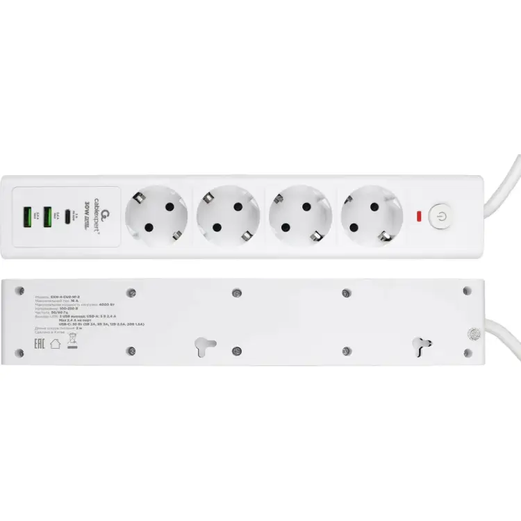 Сетевой фильтр Cablexpert exnovo EXN-4-CU2-W-2