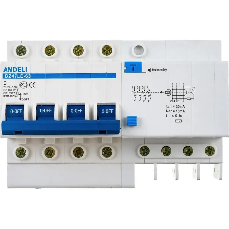 Дифференциальный автомат ANDELI DZ47LE-63 ADL02-009