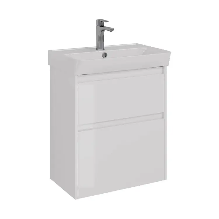 Тумба Lemark COMBI 60 см под 1 раковину, подвесная/напольная, 2 ящика, цвет корпуса, фасада: Белый глянец LM03C60T Тумба Lemark COMBI 60 см под 1 раковину, подвесная/напольная, 2 ящика, цвет корпуса, фасада: Белый глянец LM03C60T