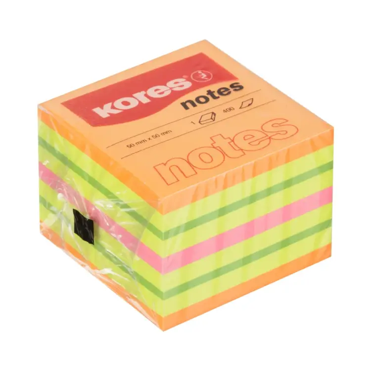 Стикеры Kores cubo 50x50 мм, смешанные неоновые цвета, 400 л 48460 1801188