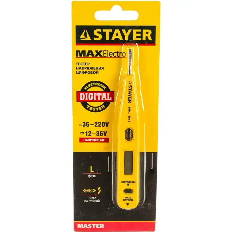Цифровой тестер напряжения STAYER MASTER 45290